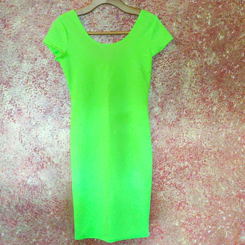 Scoop Neck Bodycon Dress Neon